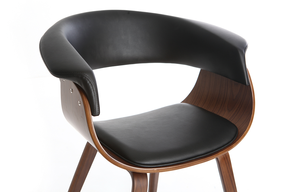 Chaise design noir et bois fonc� noyer OKTAV