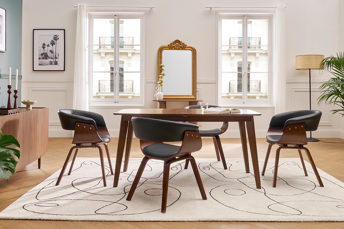Chaise design noir et bois fonc� noyer OKTAV