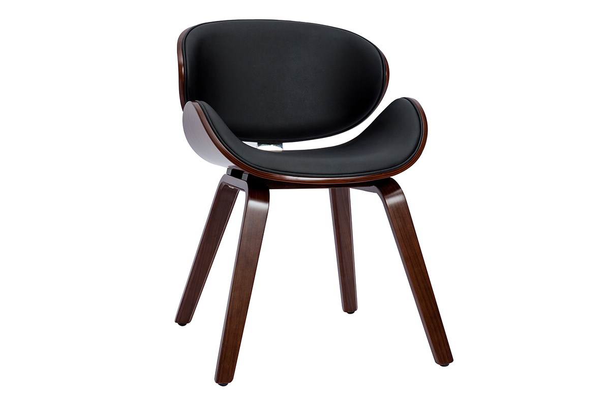 Chaise design noir et bois fonc� noyer WALNUT