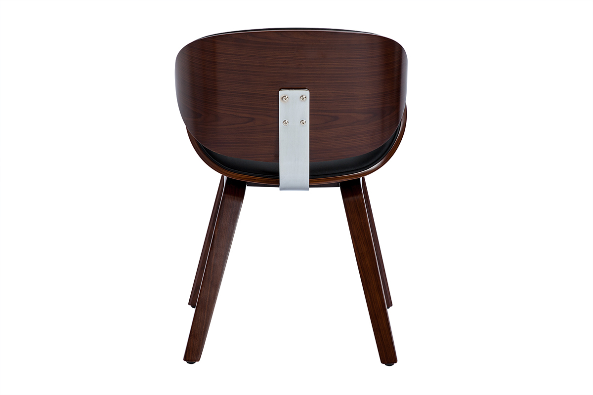 Chaise design noir et bois fonc� noyer WALNUT