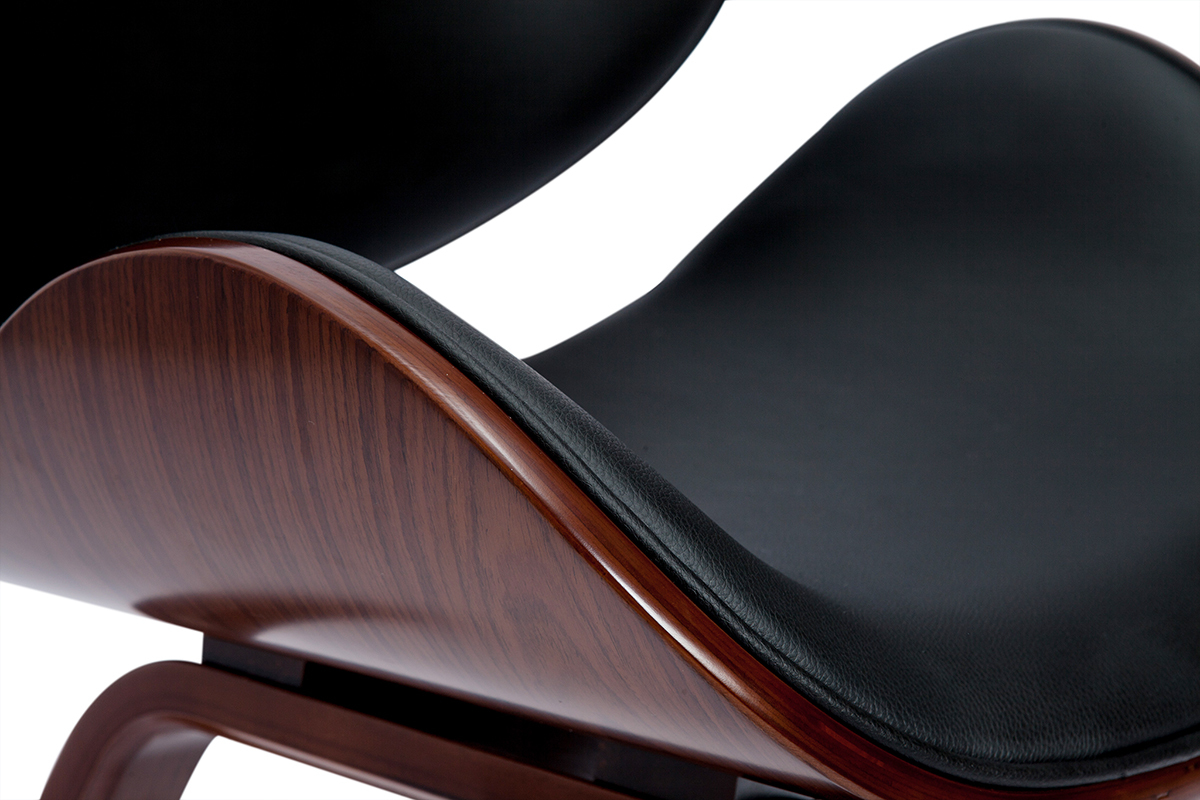 Chaise design noir et bois fonc� noyer WALNUT
