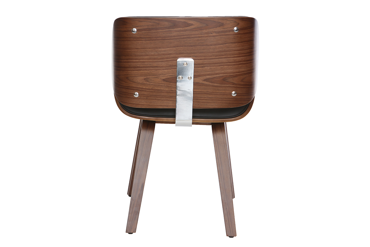 Chaise design noir et bois fonc� RUBBENS vue de dos.