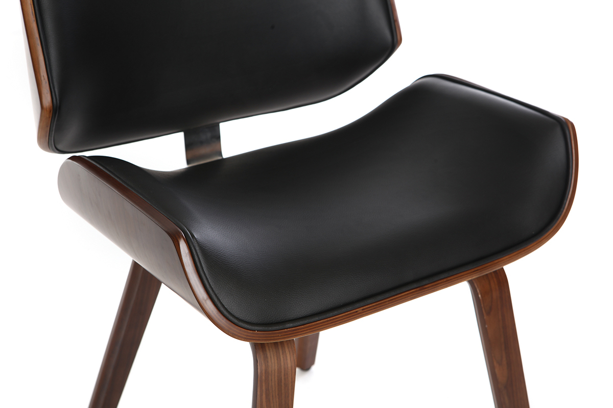 Chaise design noir et bois fonc� RUBBENS, vue 3/4.