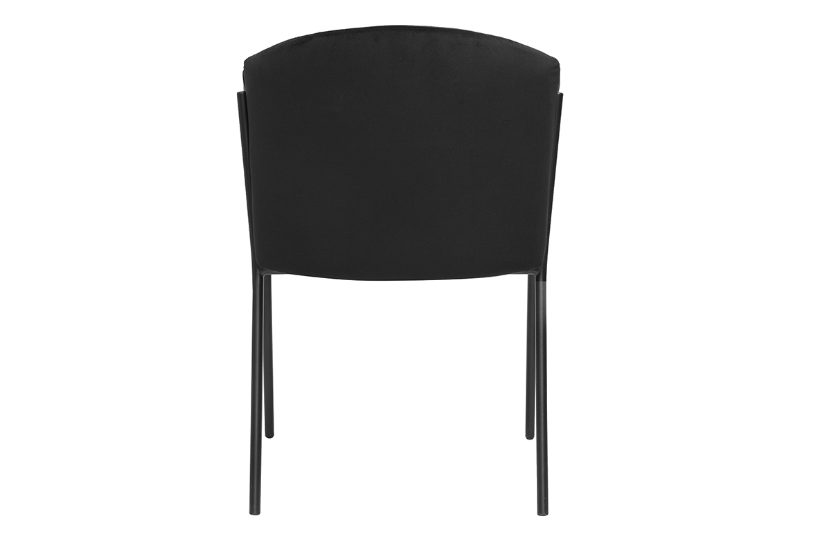 Chaise noire BRIANE en tissu velours avec structure en m�tal, vue de dos.