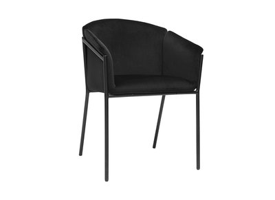 Chaise design noire en tissu velours et m&eacute;tal BRIANE
