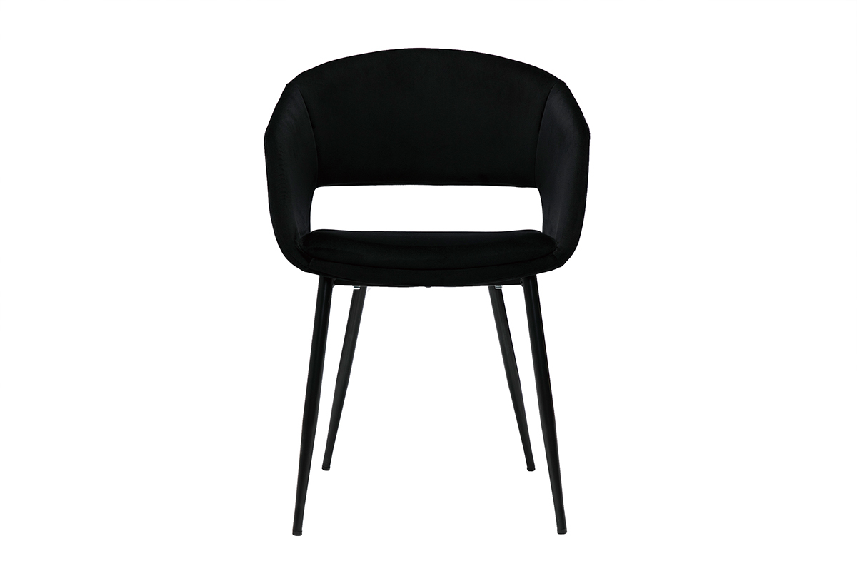 Chaise design noire en tissu velours et m�tal PRISMA
