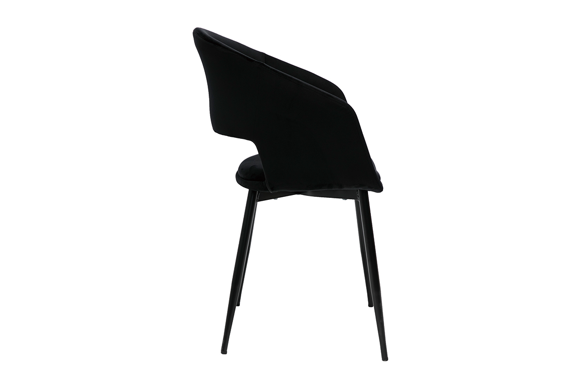 Chaise design noire en tissu velours et m�tal PRISMA