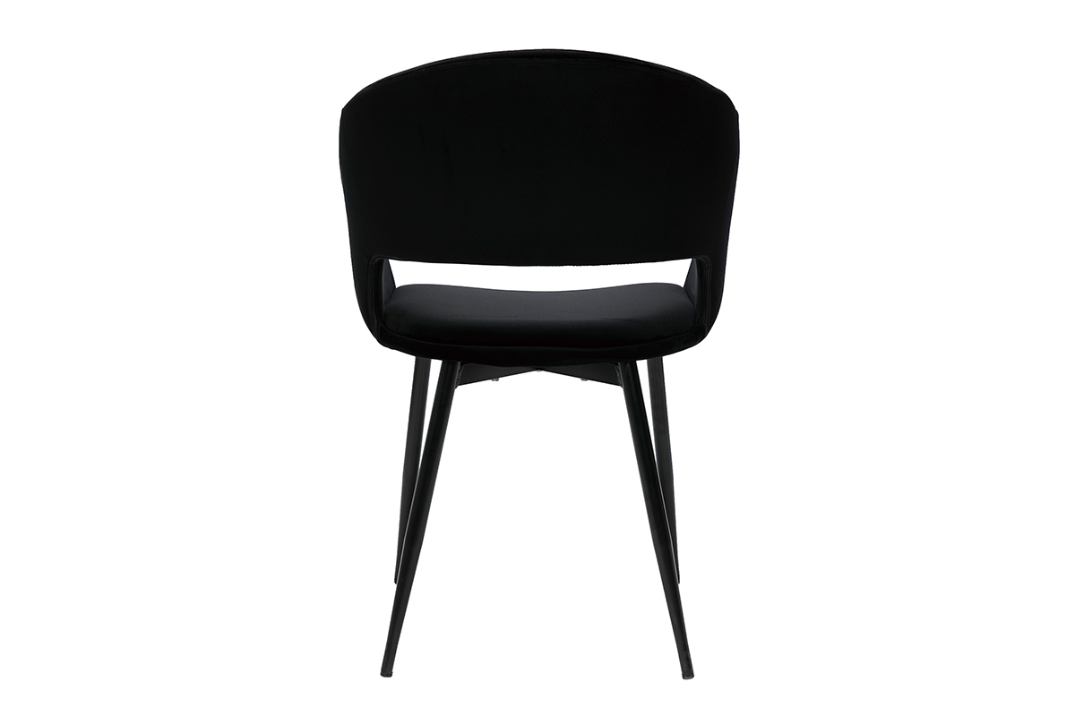 Chaise design noire en tissu velours et m�tal PRISMA
