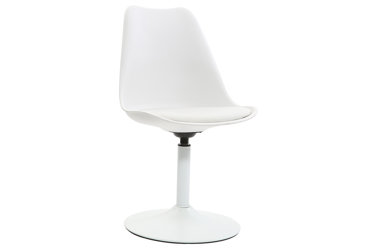 Chaise pivotante blanche mat STEEVY V2, vue de profil.