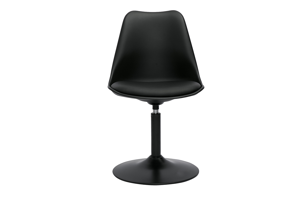 Chaise pivotante design noir mat STEEVY V2 avec pieds en acier chrom� noir