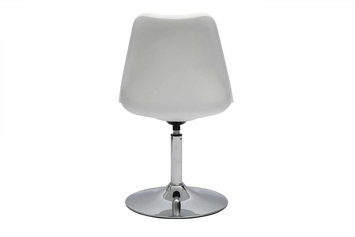 Chaise pivotante blanche en polyur�thane et m�tal chrom� STEEVY, vue de dos.