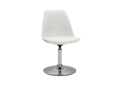 Chaise design pivotante blanche et m&eacute;tal chrom&eacute; STEEVY V2