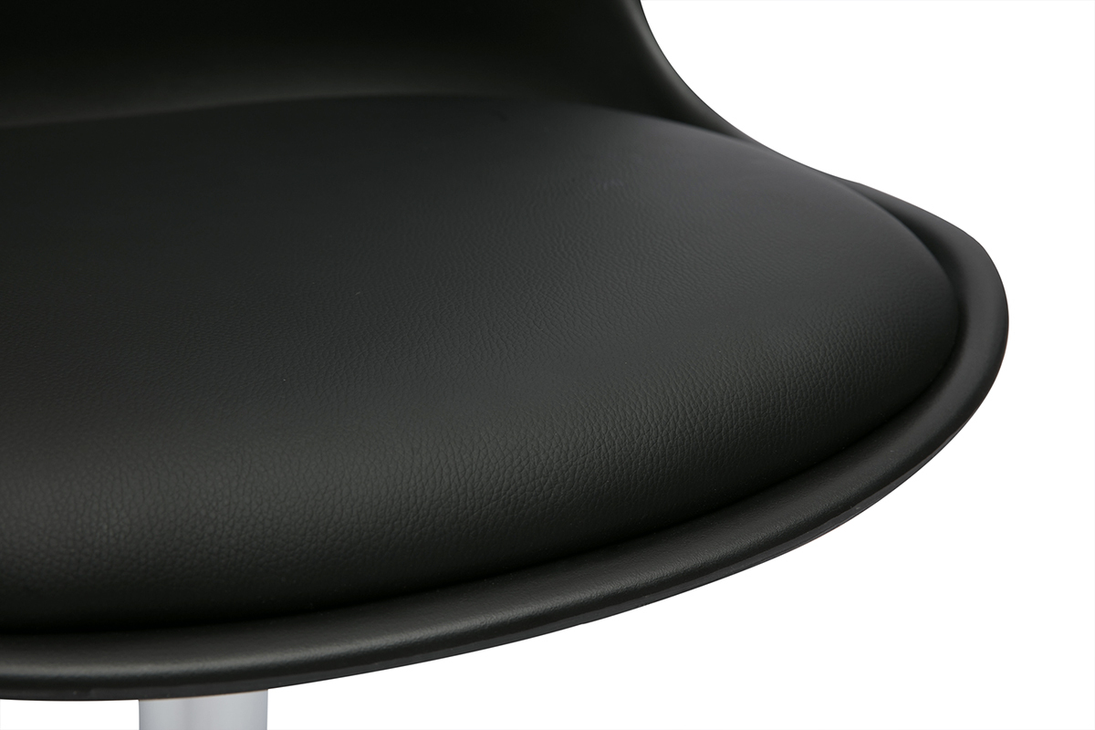 Focus chaise design pivotante noire avec base en m�tal chrom� STEEVY