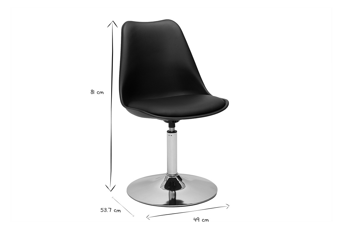 Chaise pivotante noire en polypropyl�ne et acier chrom�, dimensions assise L46xP42xH46 cm, STEEVY