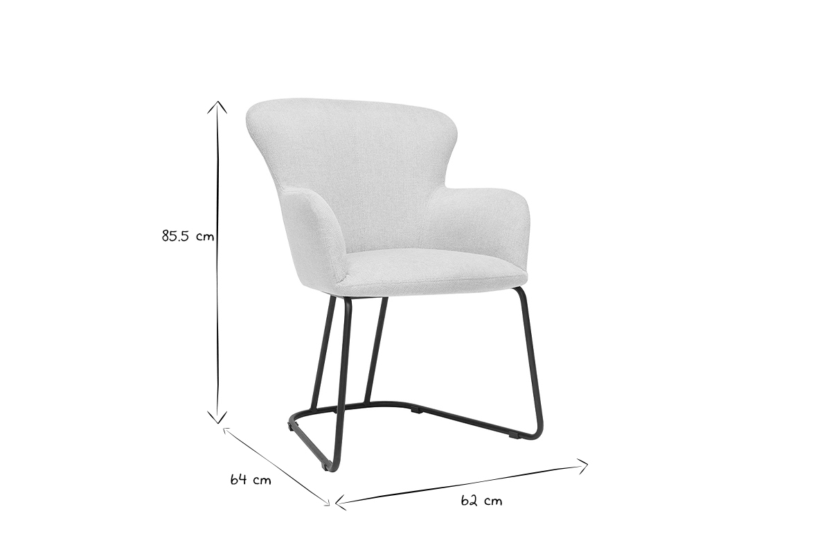 Chaise en tissu effet velours textur� beige et m�tal noir BRITT