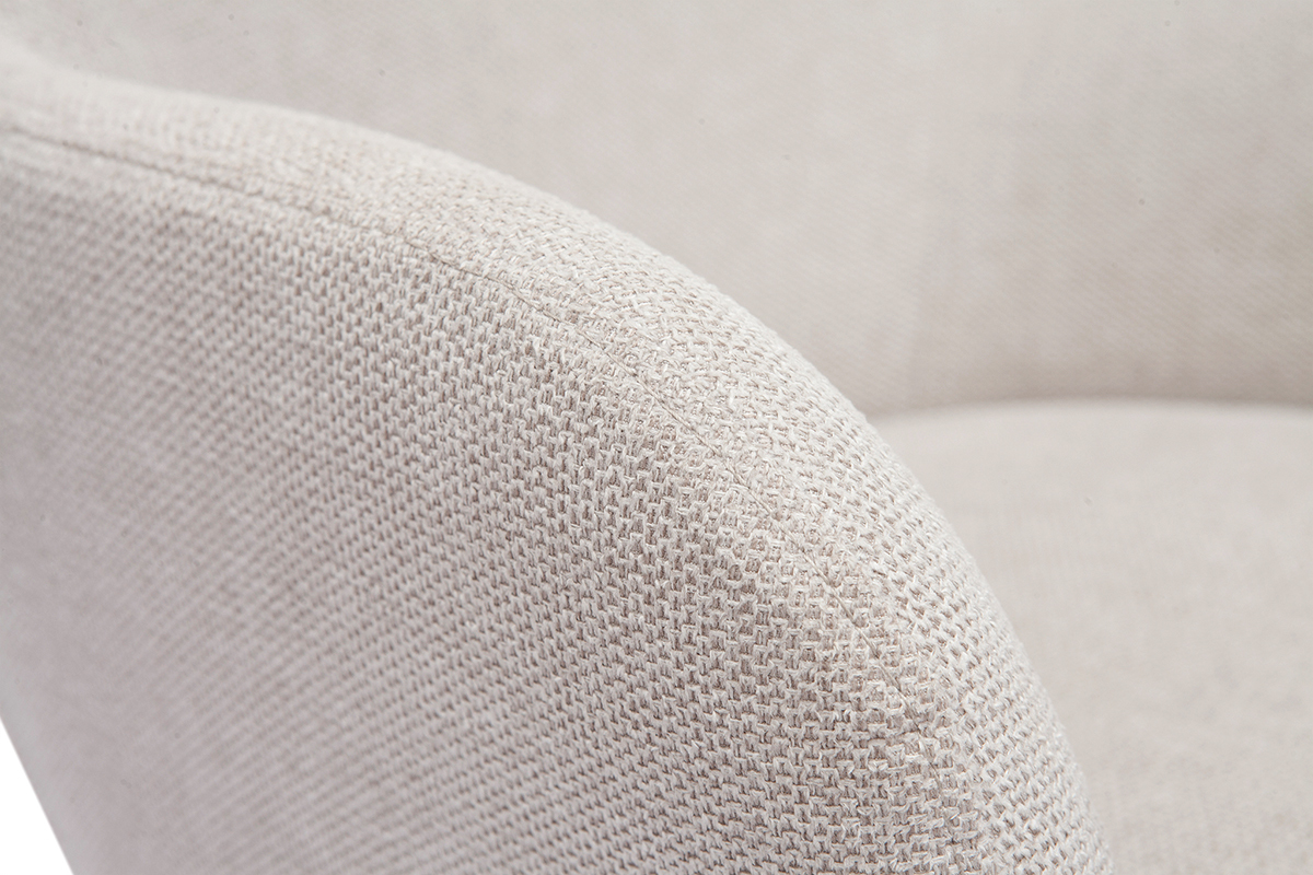 Chaise en tissu effet velours textur� beige et m�tal noir BRITT