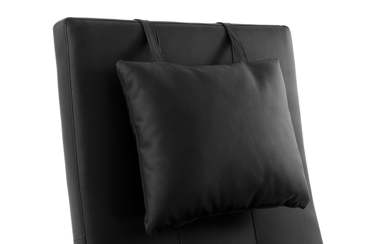 Chaise longue design BARTY noire avec coussin repose-t�te ajustable, vue de pr�s.