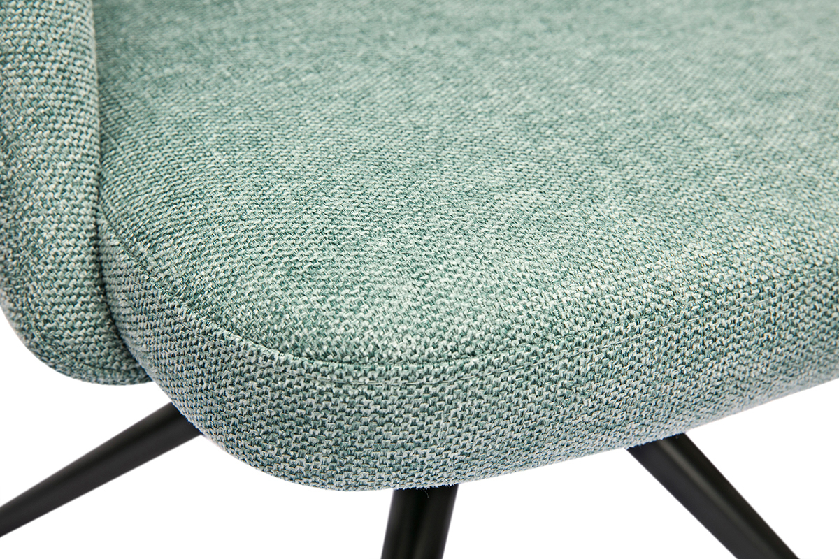 Chaise pivotante 360� en tissu effet velours textur� vert c�ladon et m�tal noir COSETTE