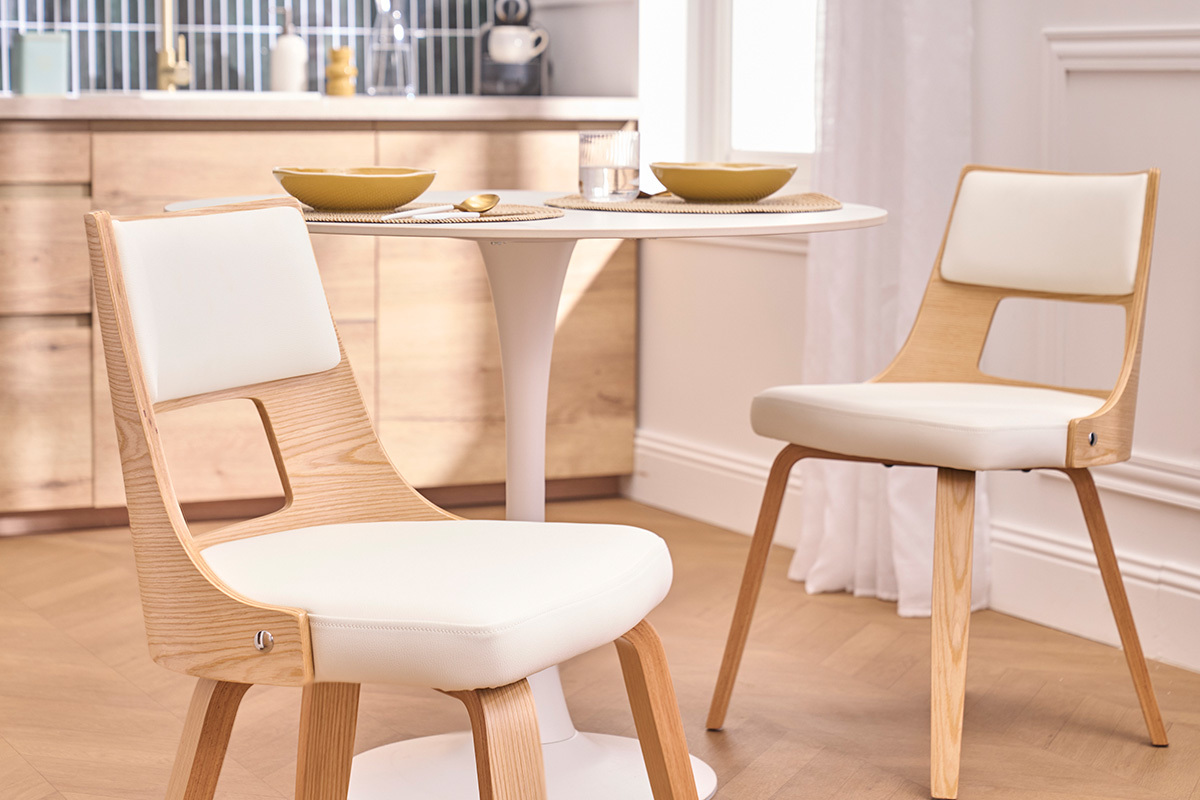 Chaise scandinave blanc et bois clair GARBO