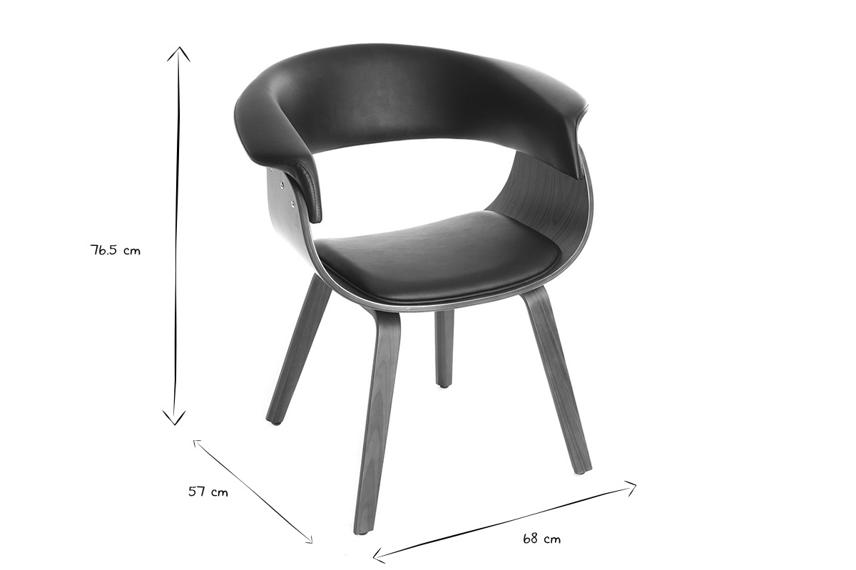 Chaise scandinave OKTAV noir et blanc avec dimensions.