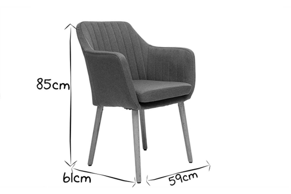 Chaise scandinave en noir et blanc avec dimensions 85x61x59 cm.