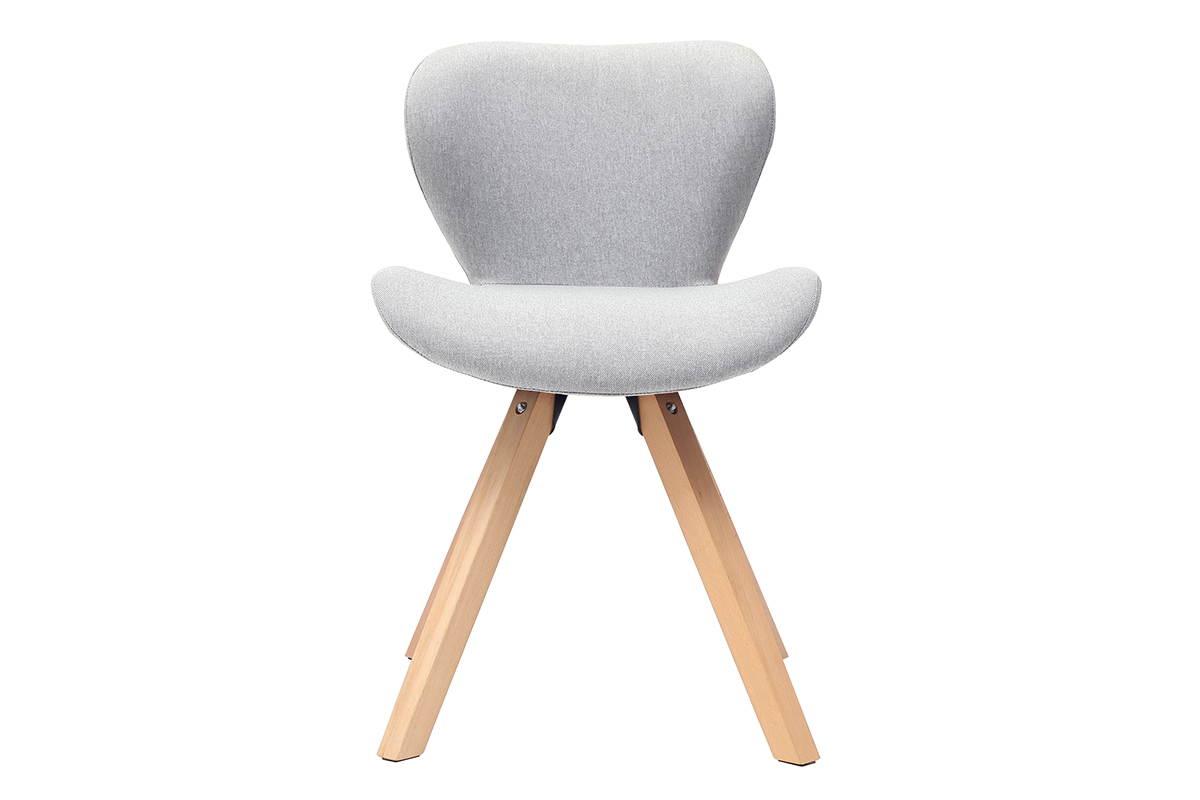Chaise scandinave en tissu gris clair et bois clair ANYA