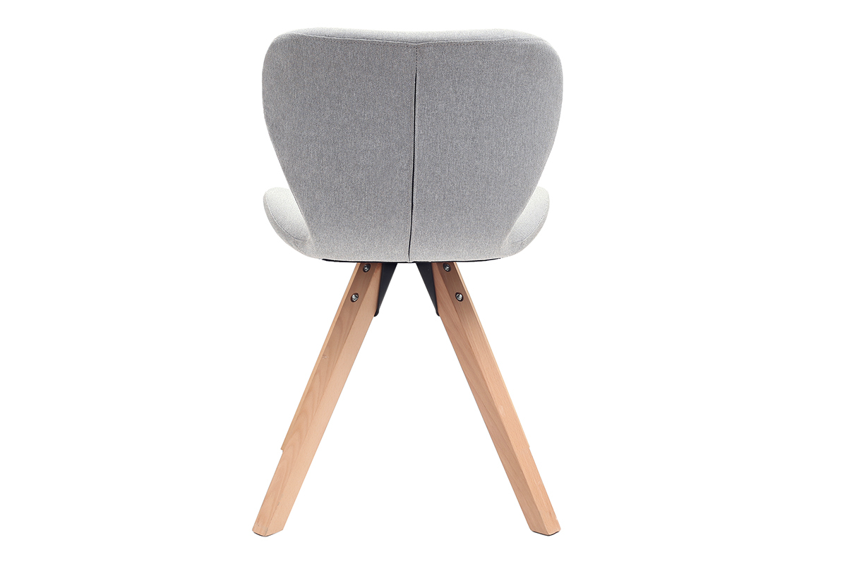 Chaise scandinave en tissu gris clair et bois clair ANYA