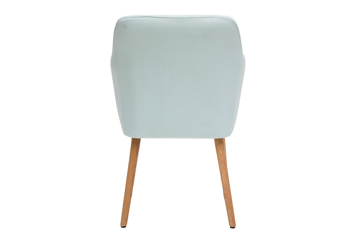 Chaise scandinave en tissu menthe � l'eau et bois clair massif ALEYNA