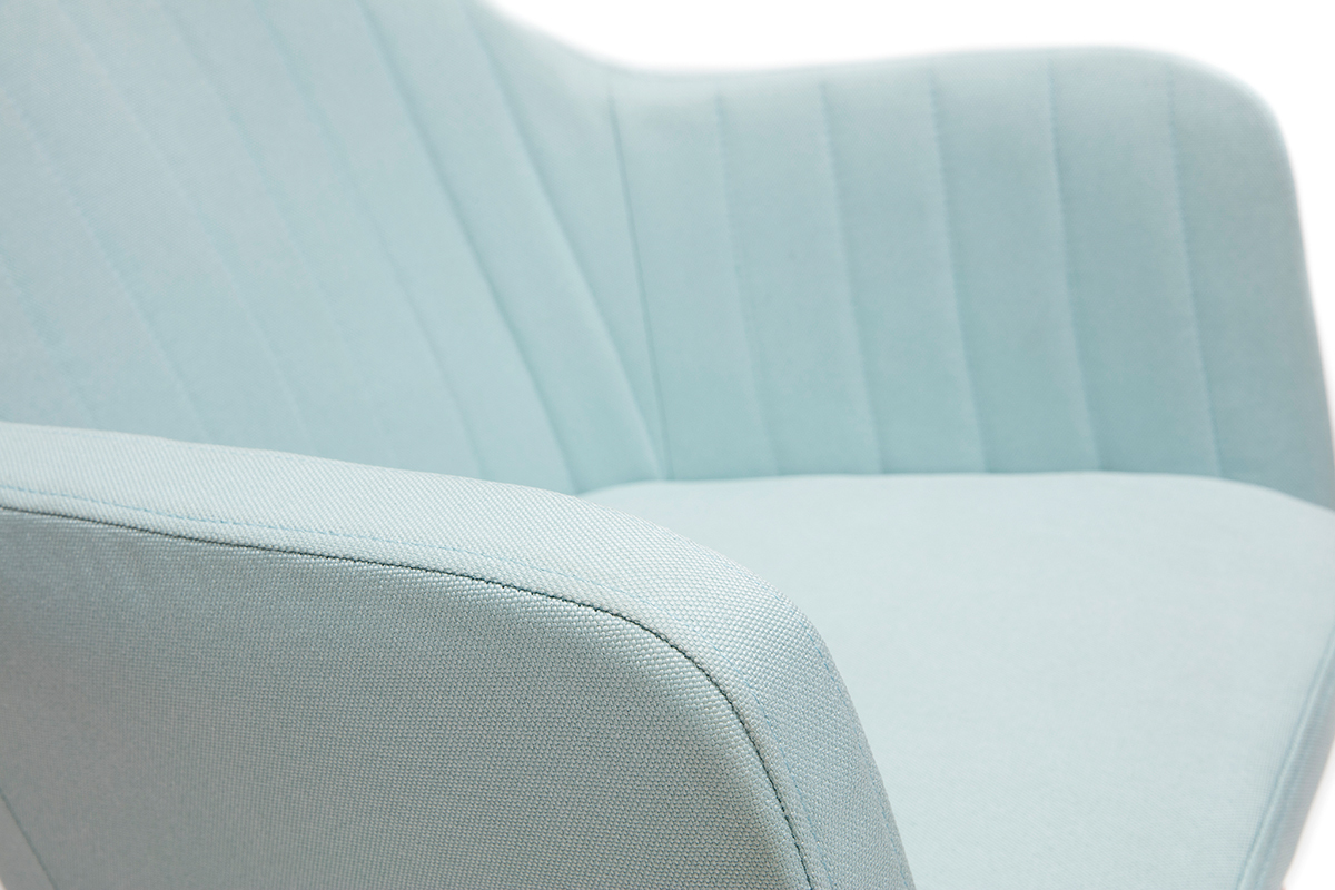 Chaise scandinave en tissu menthe � l'eau et bois clair massif ALEYNA
