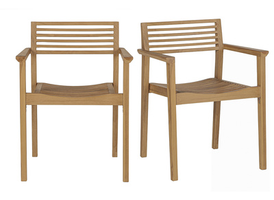 Chaises de jardin empilables en bois teck massif (lot de 2) KAYU