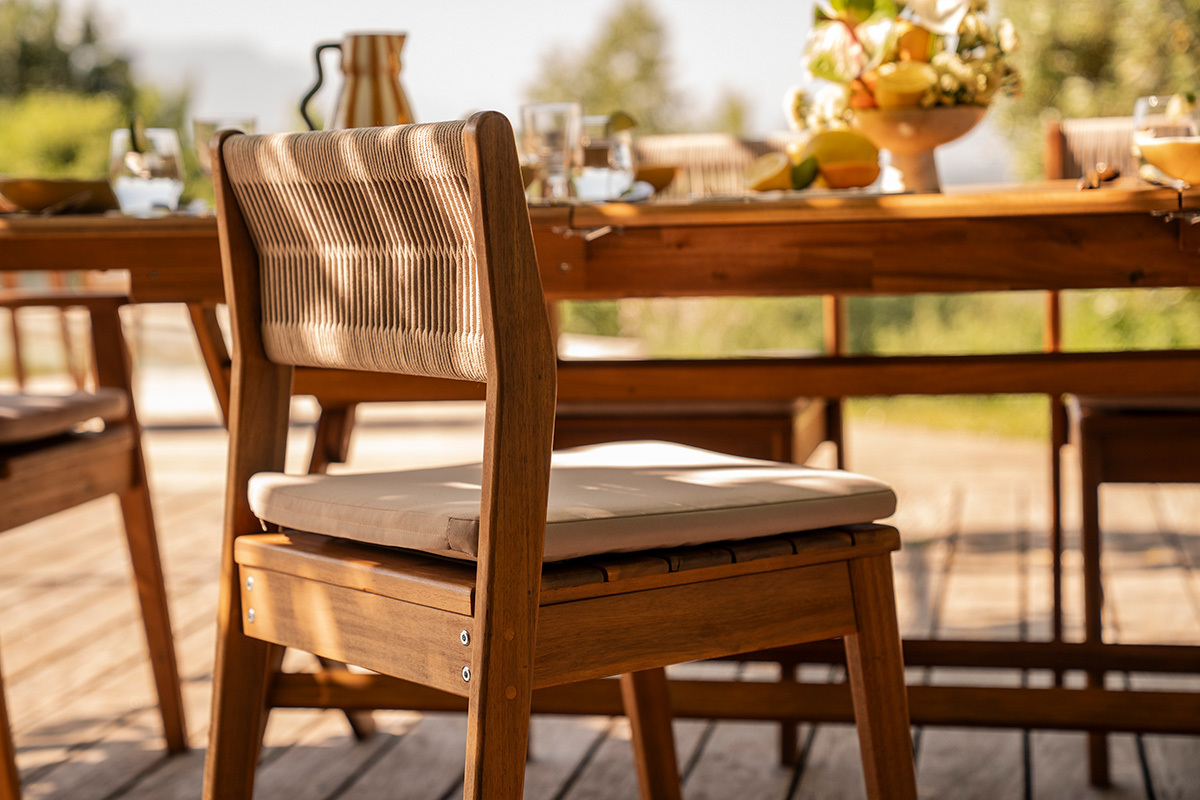 Chaises de jardin en bois massif et corde tress�e (lot de 2) ZEPHYR