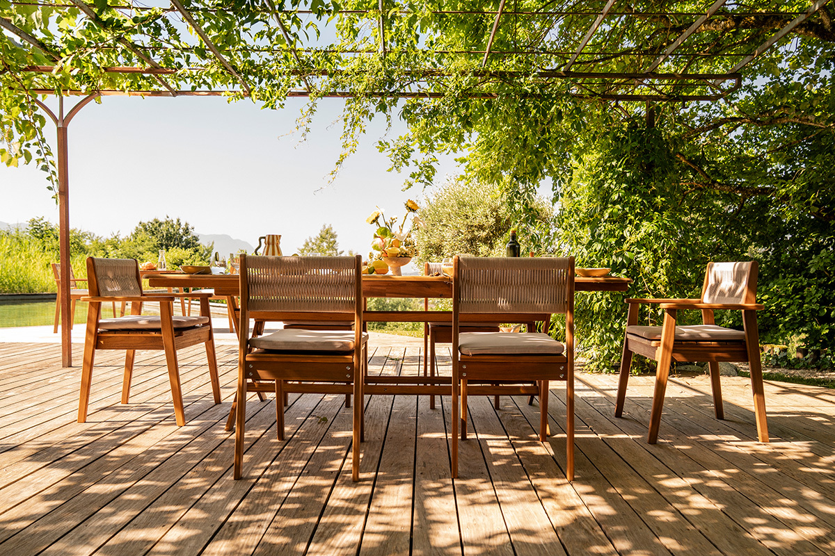 Chaises de jardin en bois massif et corde tress�e (lot de 2) ZEPHYR