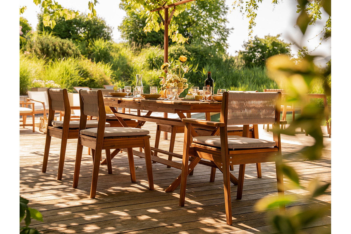 Chaises de jardin en bois massif et corde tress�e (lot de 2) ZEPHYR