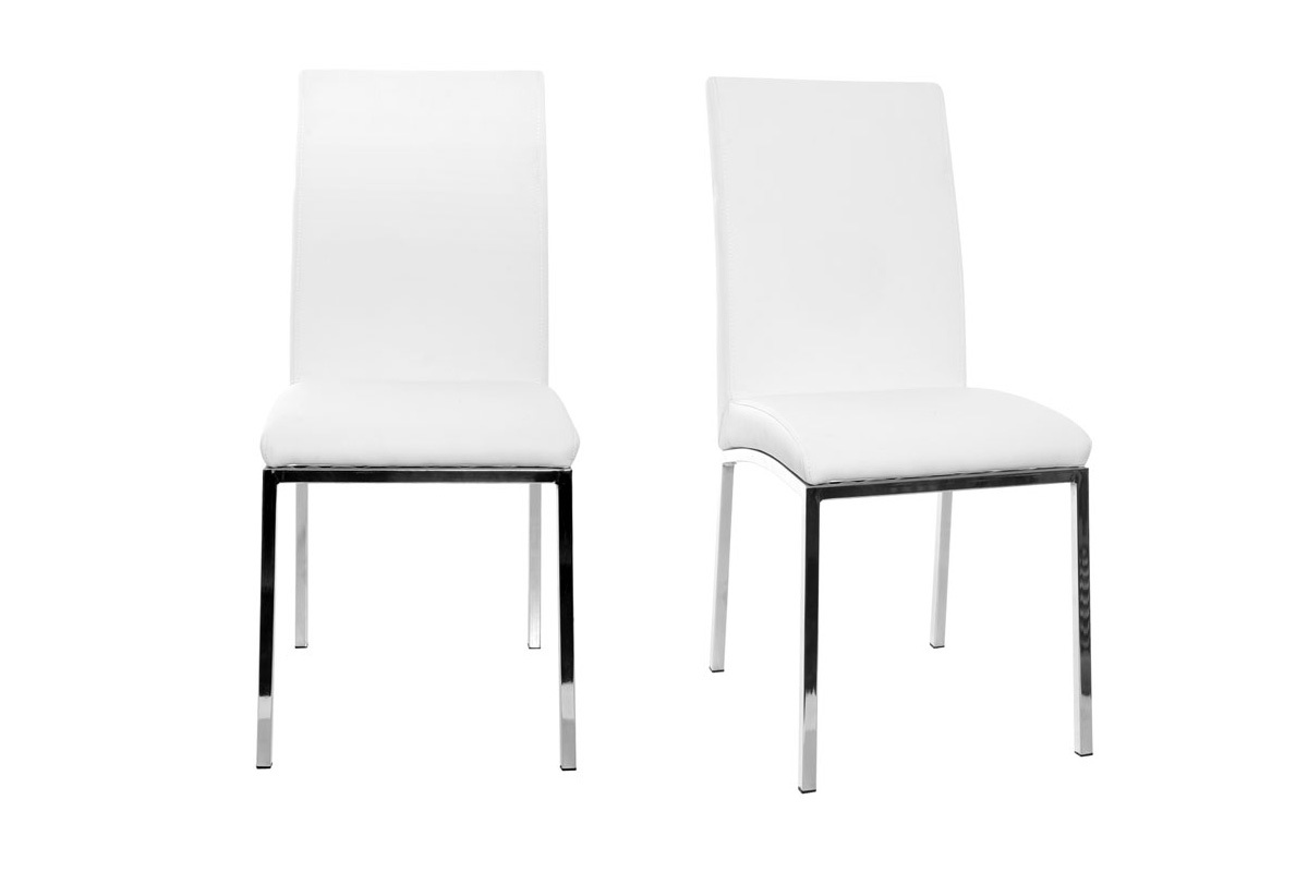 Chaises design blanc et acier chrom� (lot de 2) SIMEA