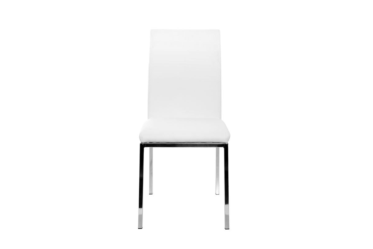 Chaises design blanc et acier chrom� (lot de 2) SIMEA