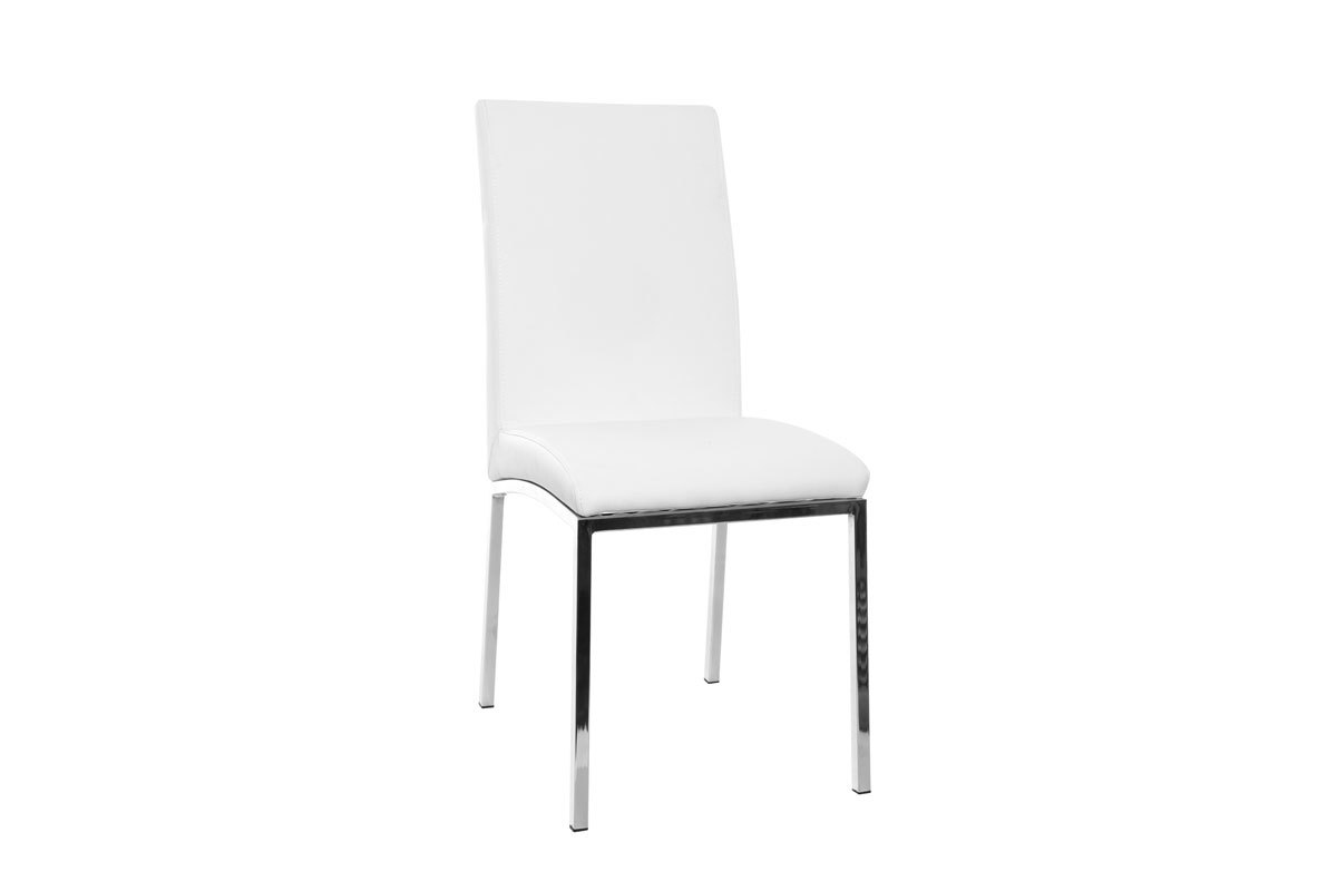 Chaises design blanc et acier chrom� (lot de 2) SIMEA