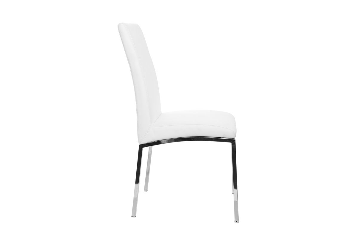 Chaises design blanc et acier chrom� (lot de 2) SIMEA