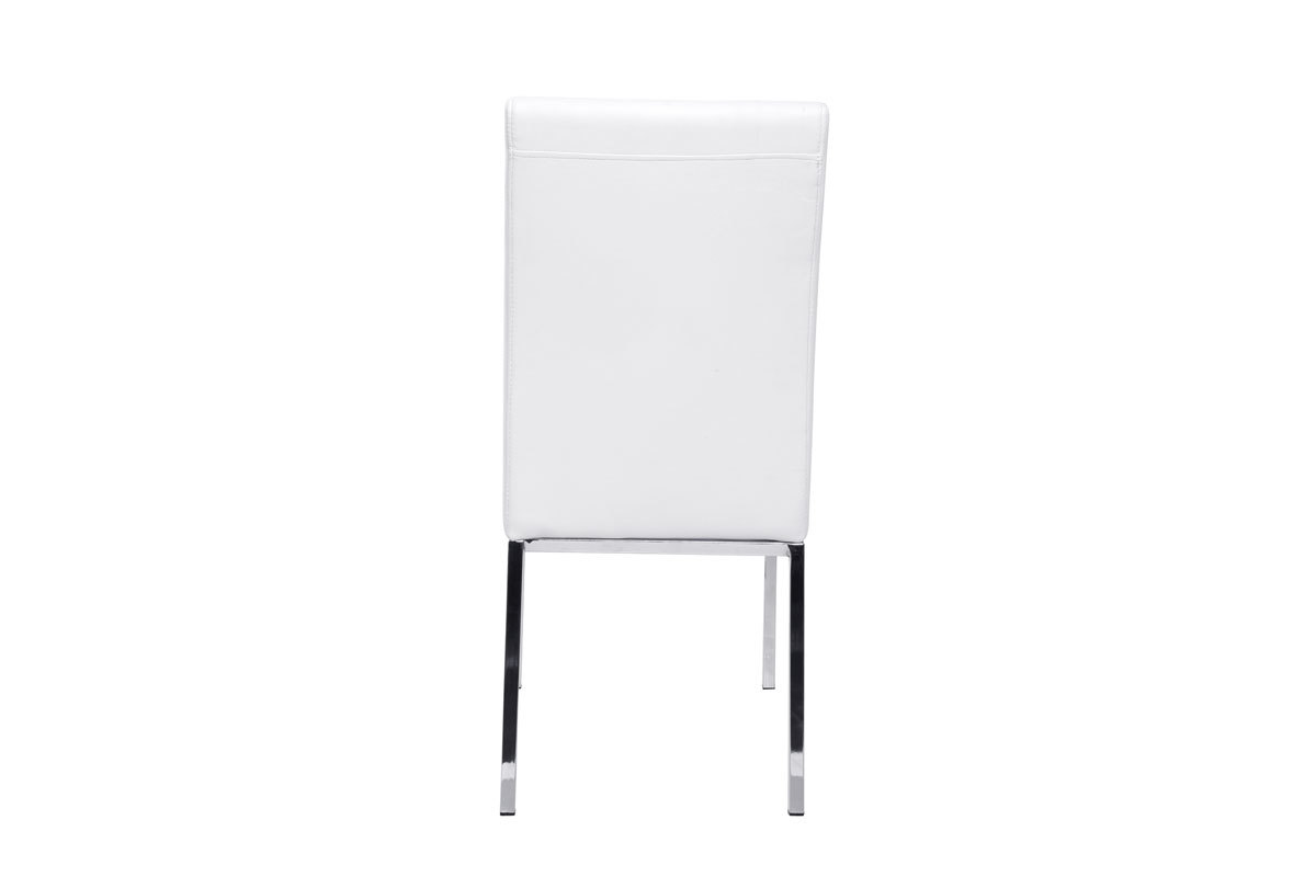 Chaises design blanc et acier chrom� (lot de 2) SIMEA