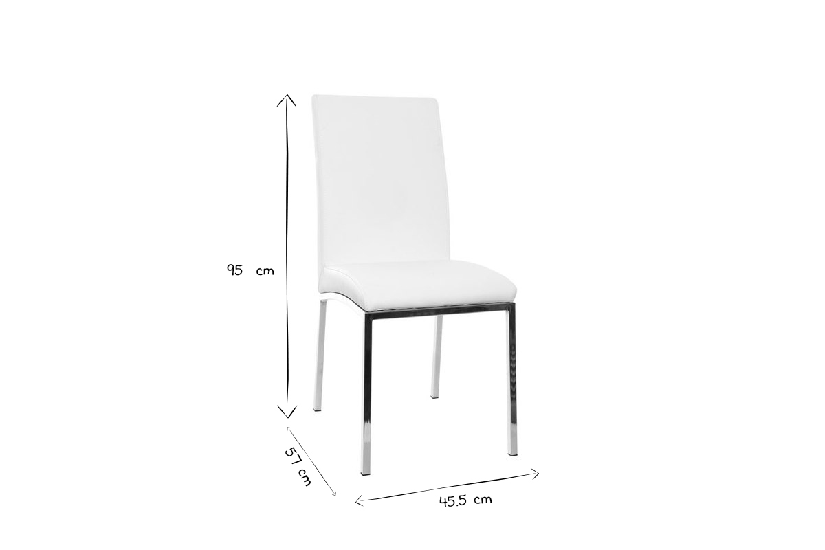 Chaises design blanc et acier chrom� (lot de 2) SIMEA