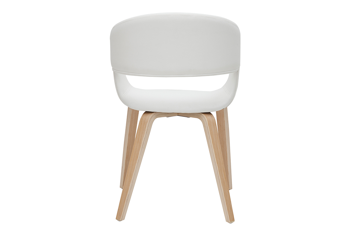 Chaise en bois clair et blanc SLAM vue de dos.