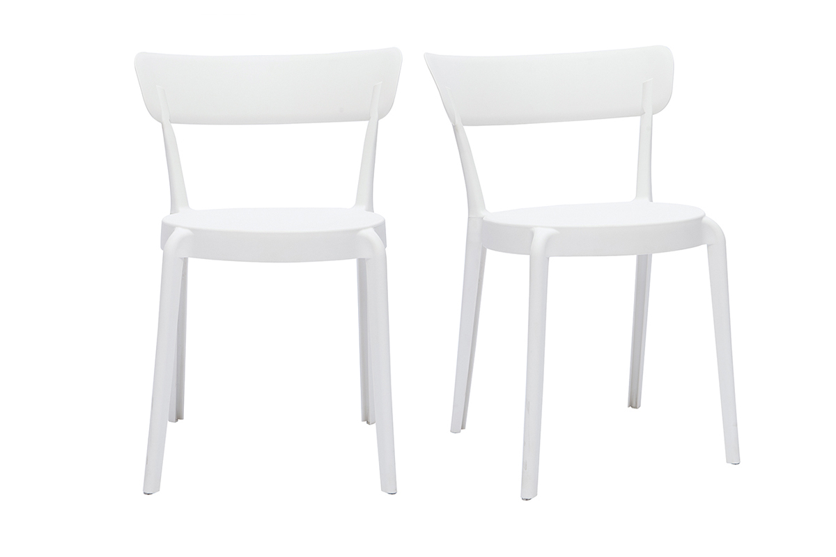 Chaises design blanches empilables int�rieur - ext�rieur (lot de 2) RIOS