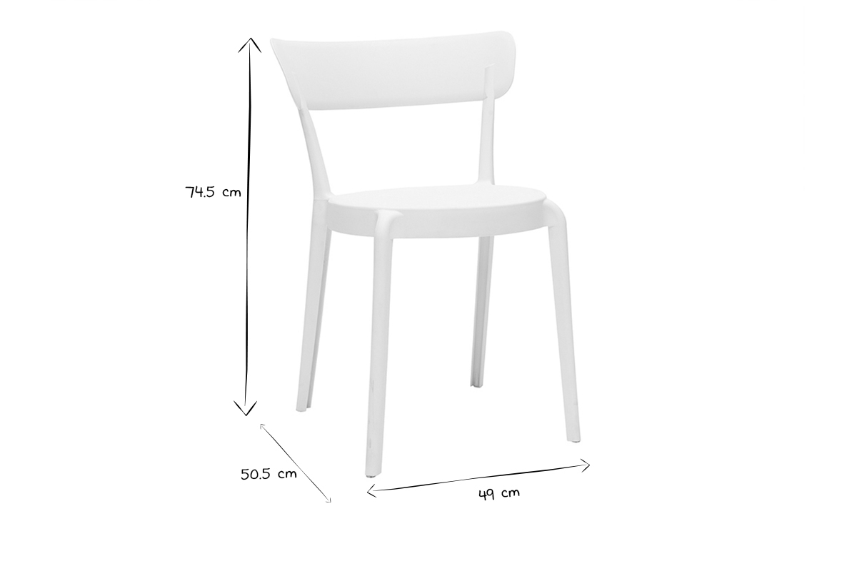 Chaises design blanches empilables int�rieur - ext�rieur (lot de 2) RIOS
