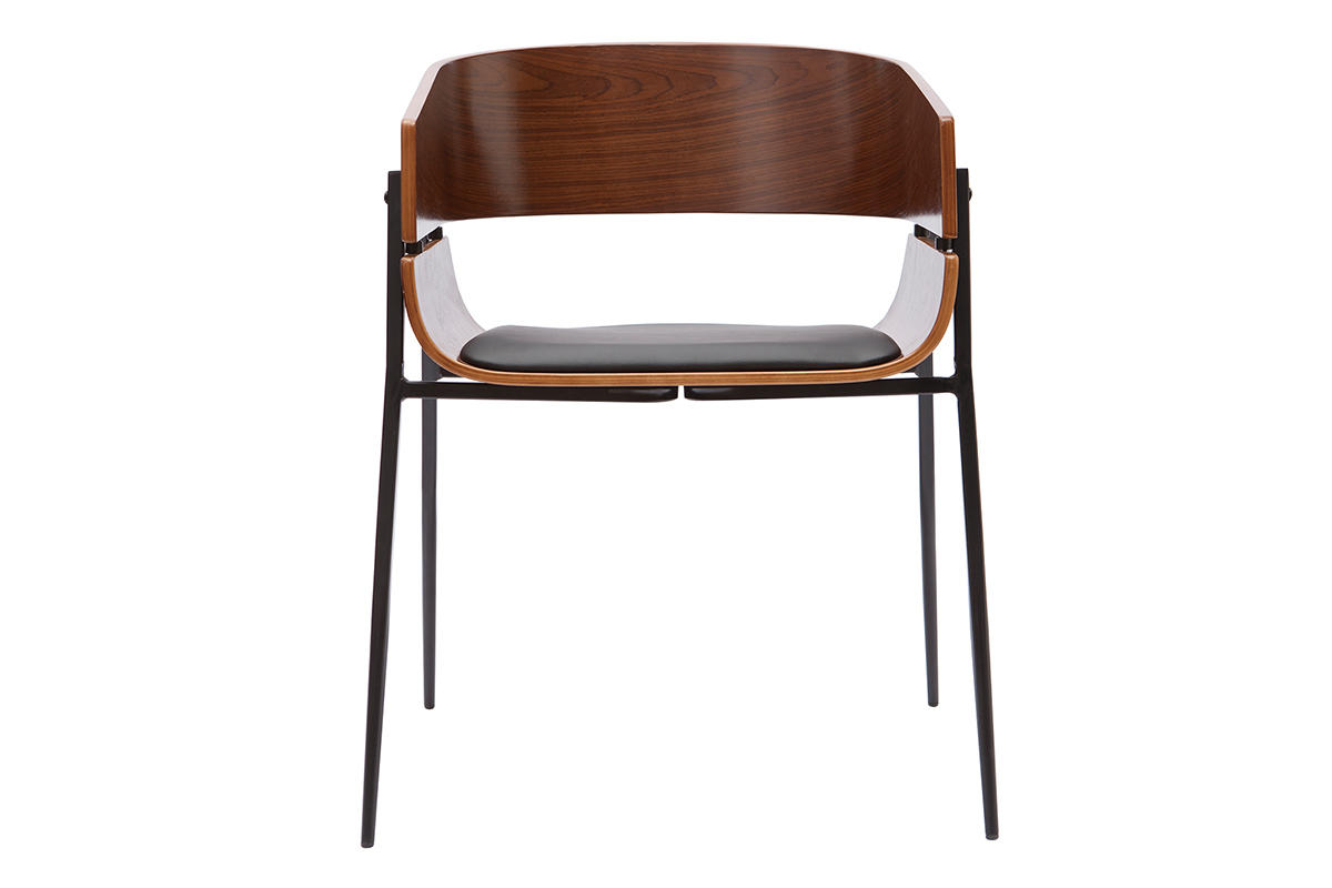 Chaises design bois fonc� et m�tal noir (lot de 2) WESS