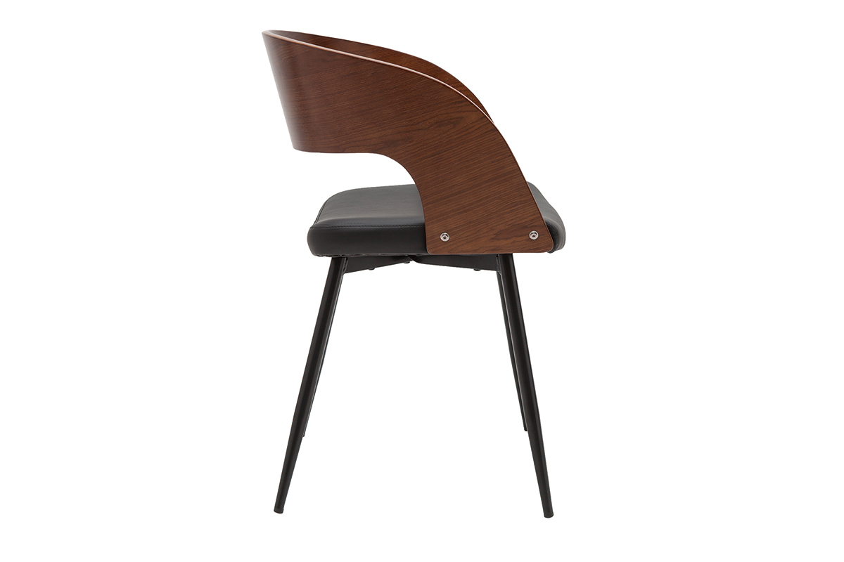 Chaises design bois fonc� noyer, assises et m�tal noirs (lot de 2) RIFF
