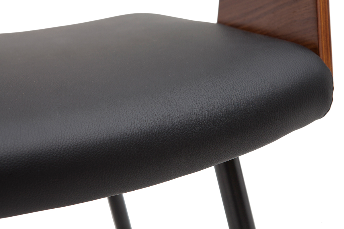 Chaises design bois fonc� noyer, assises et m�tal noirs (lot de 2) RIFF
