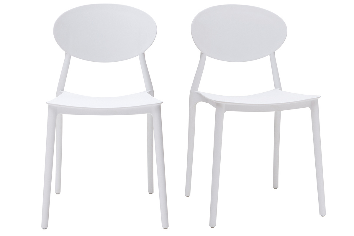 Chaises design empilables blanches int�rieur - ext�rieur (lot de 2) ANNA