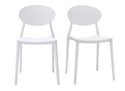 Chaises design empilables blanches int&eacute;rieur - ext&eacute;rieur (lot de 2) ANNA