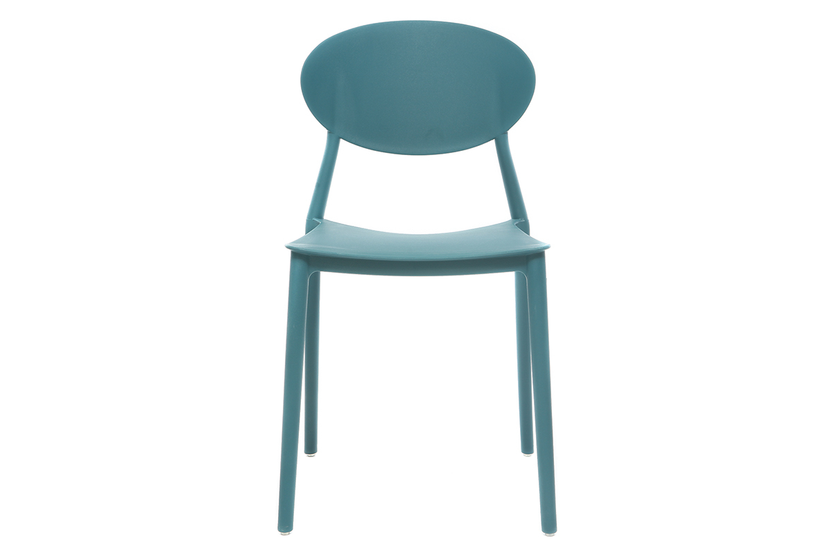 Chaises design empilables bleu canard int�rieur - ext�rieur (lot de 2) ANNA