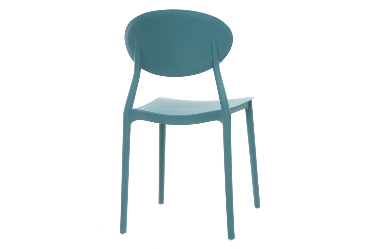 Chaises design empilables bleu canard int�rieur - ext�rieur (lot de 2) ANNA