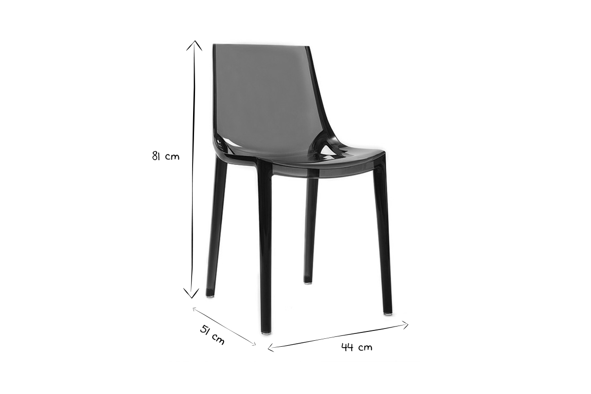 Chaises design empilables bleu p�trole transparent  int�rieur - ext�rieur (lot de 2) YZEL